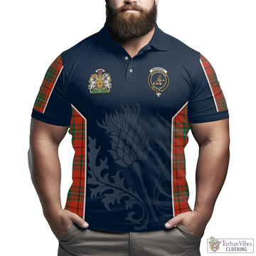 MacAuley Ancient Tartan Men's Polo Shirt with Family Crest and Scottish Thistle Vibes Sport Style - Tartan Vibes Clothing