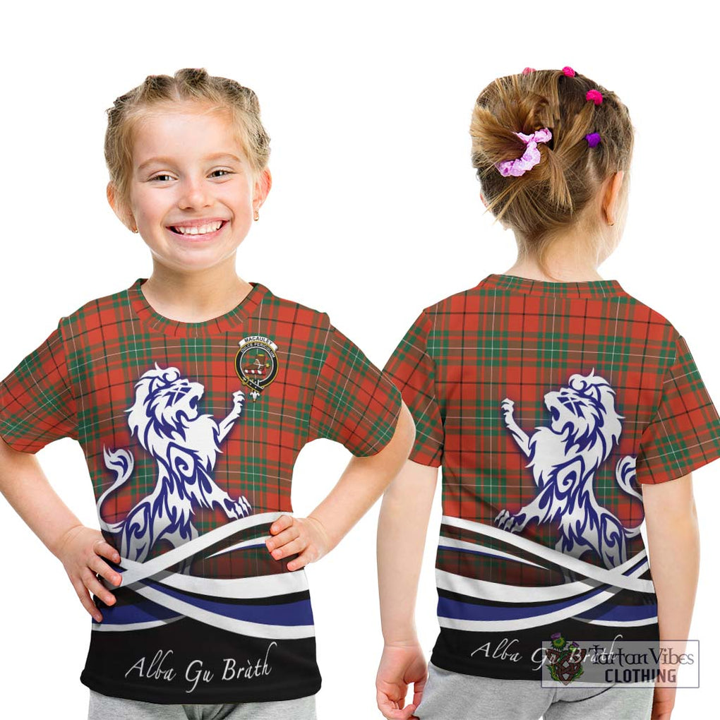 MacAuley Ancient Tartan Kid T-Shirt with Alba Gu Brath Regal Lion Emblem - Tartan Vibes Clothing