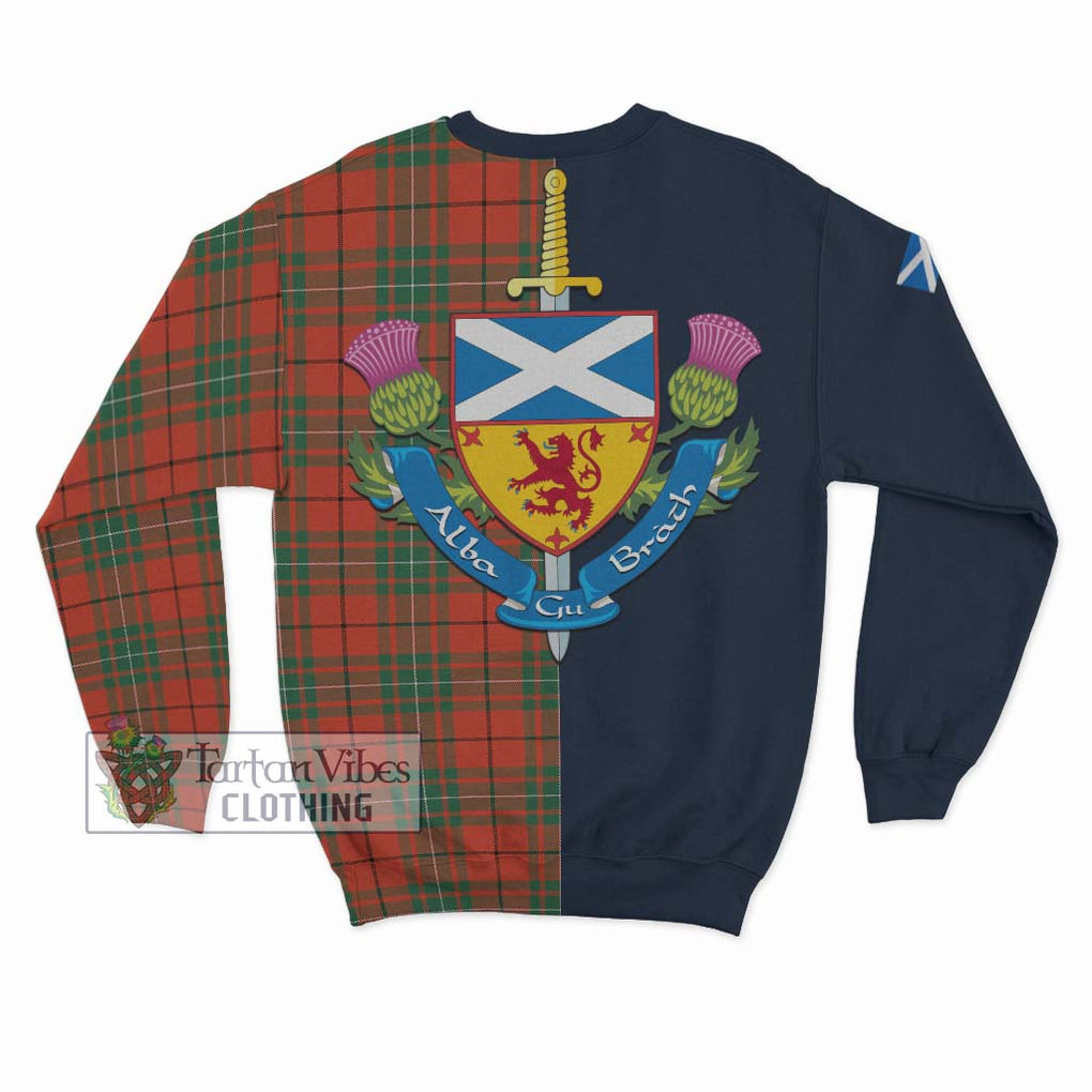 MacAuley Ancient Tartan Sweatshirt Alba with Scottish Lion Royal Arm Half Style - Tartan Vibes Clothing