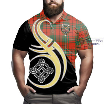 MacAuley Ancient Tartan Polo Shirt with Family Crest and Celtic Symbol Style - Tartan Vibes Clothing