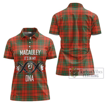 MacAuley Ancient Tartan Women's Polo Shirt with Family Crest DNA In Me Style - Tartan Vibes Clothing