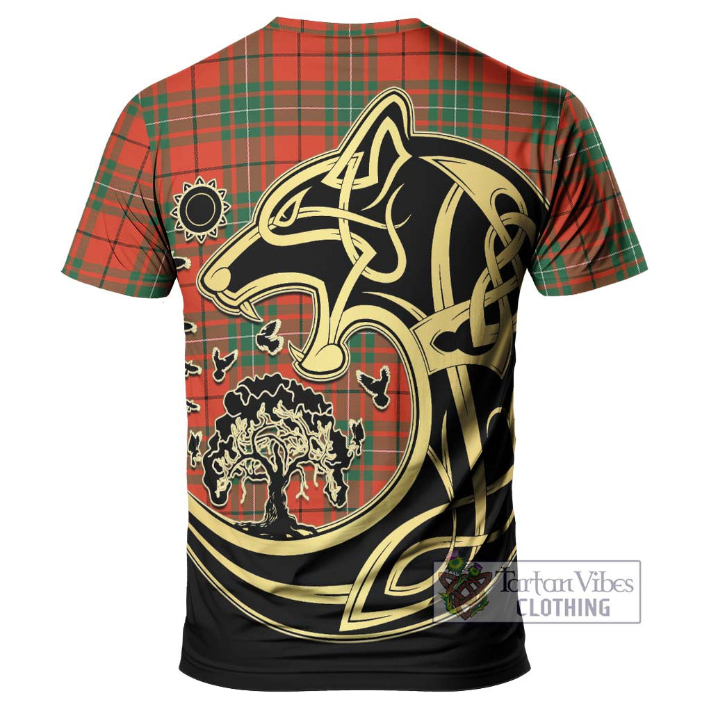 MacAuley Ancient Tartan T-Shirt with Family Crest Celtic Wolf Style - Tartan Vibes Clothing
