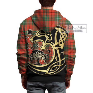 MacAuley Ancient Tartan Hoodie with Family Crest Celtic Wolf Style - Tartan Vibes Clothing
