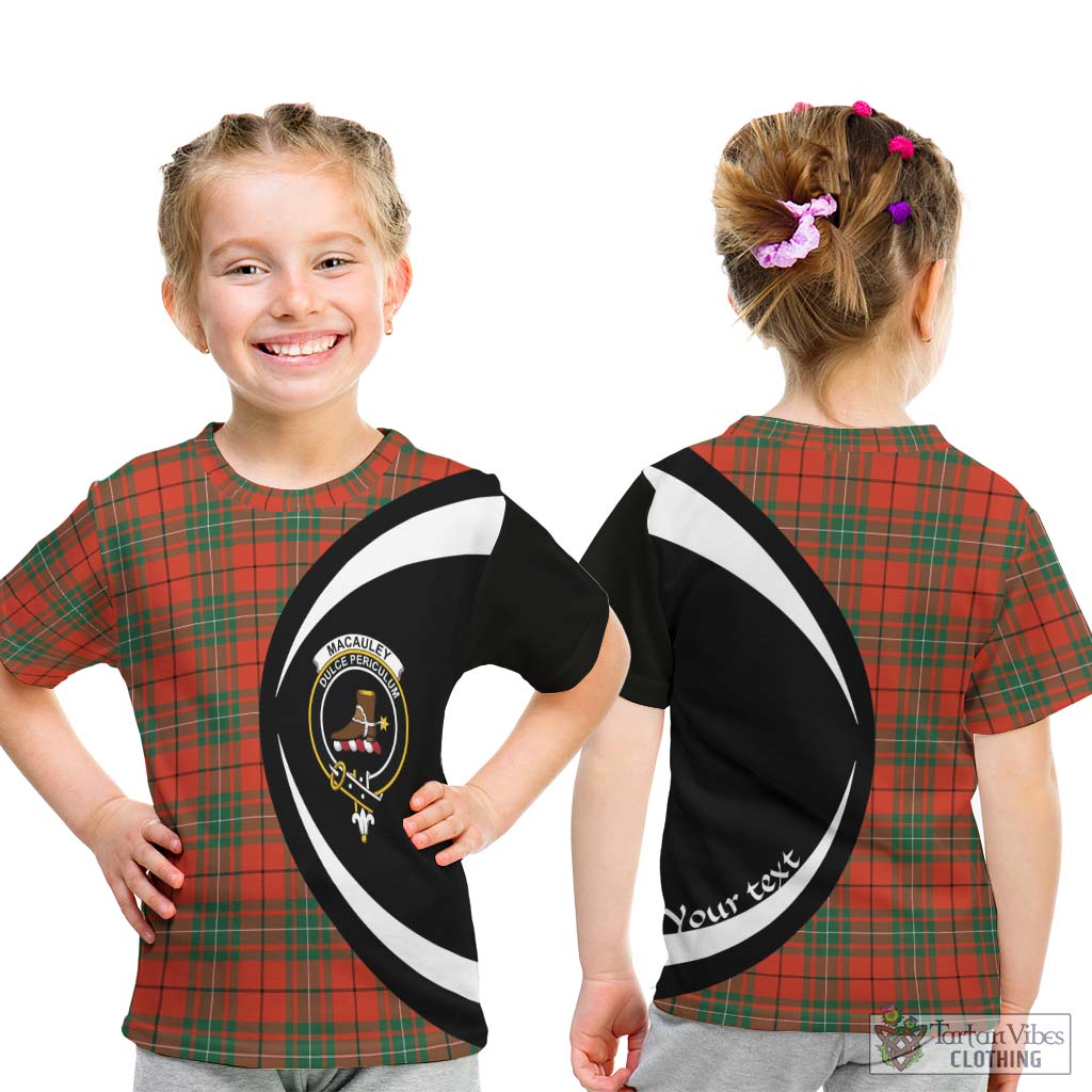 MacAuley Ancient Tartan Kid T-Shirt with Family Crest Circle Style - Tartan Vibes Clothing