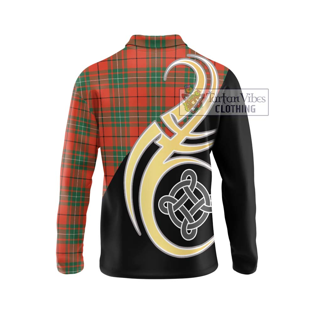 MacAuley Ancient Tartan Long Sleeve Polo Shirt with Family Crest and Celtic Symbol Style - Tartan Vibes Clothing