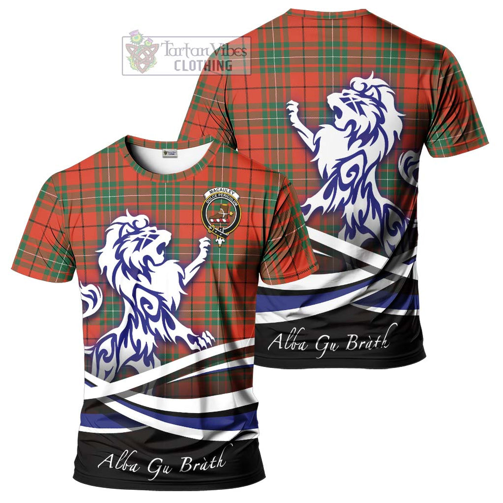 MacAuley Ancient Tartan Cotton T-shirt with Alba Gu Brath Regal Lion Emblem Women's Shirt - Tartan Vibes Clothing