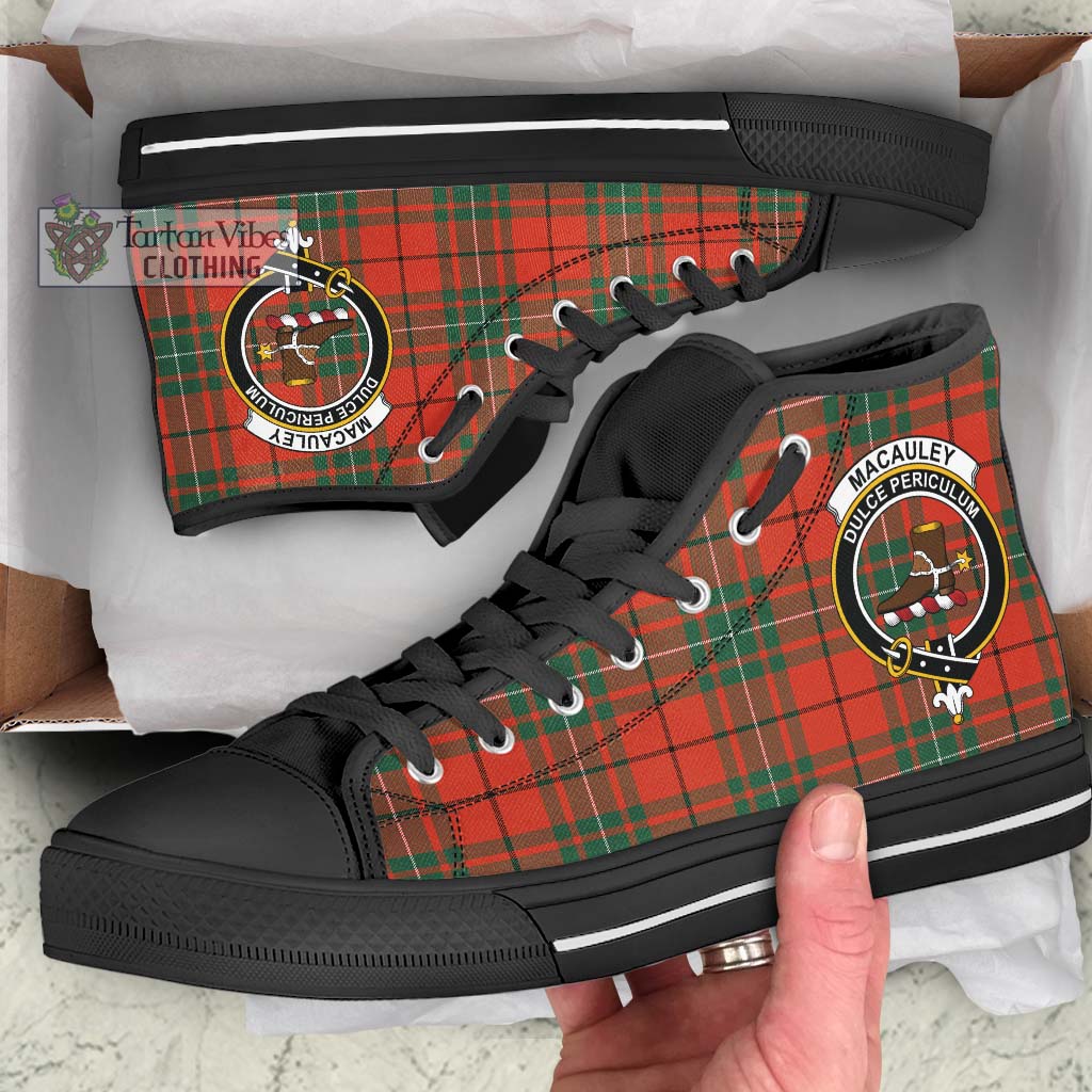 MacAuley Ancient Tartan High Top Shoes with Family Crest - Tartan Vibes Clothing