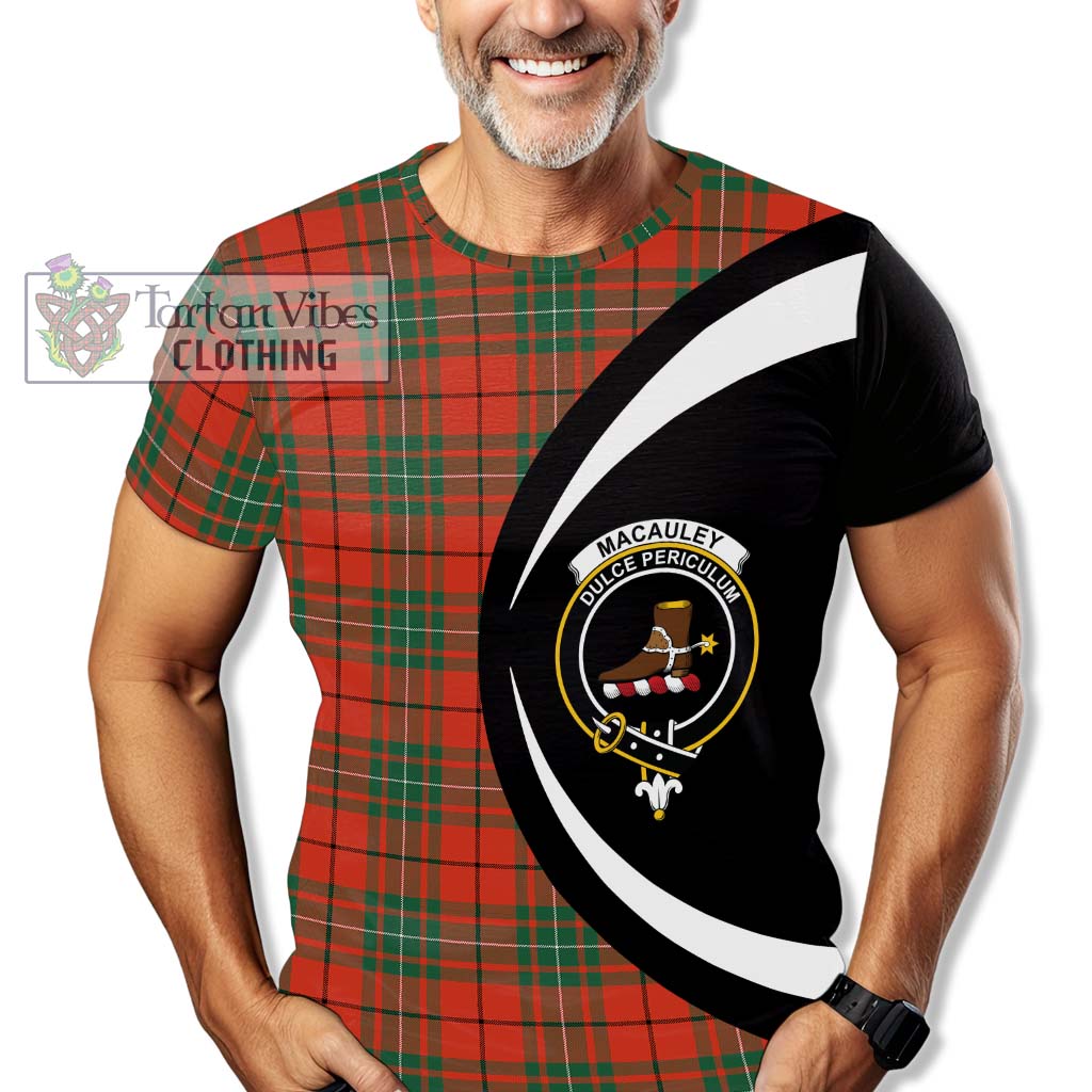 MacAuley Ancient Tartan T-Shirt with Family Crest Circle Style - Tartan Vibes Clothing