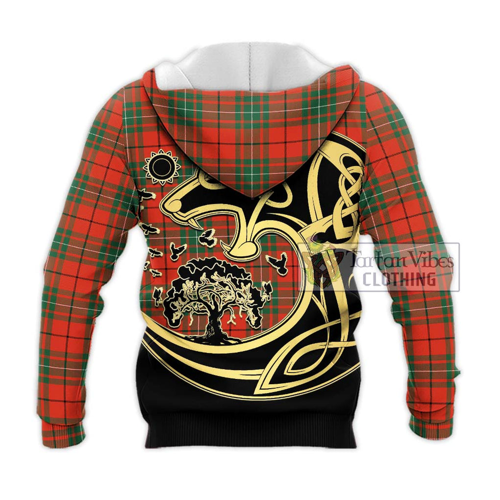 MacAuley Ancient Tartan Knitted Hoodie with Family Crest Celtic Wolf Style - Tartan Vibes Clothing