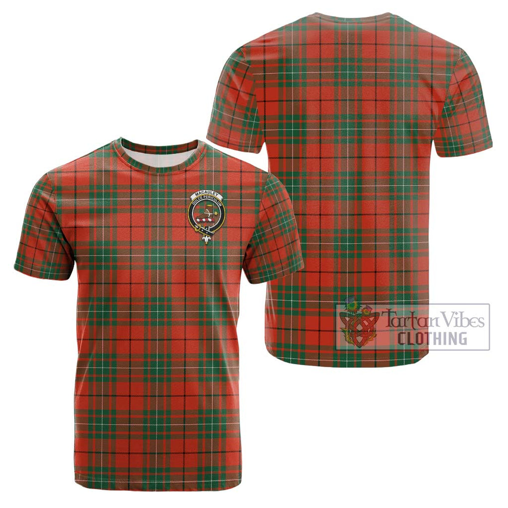 MacAuley Ancient Tartan Cotton T-Shirt with Family Crest - Tartan Vibes Clothing