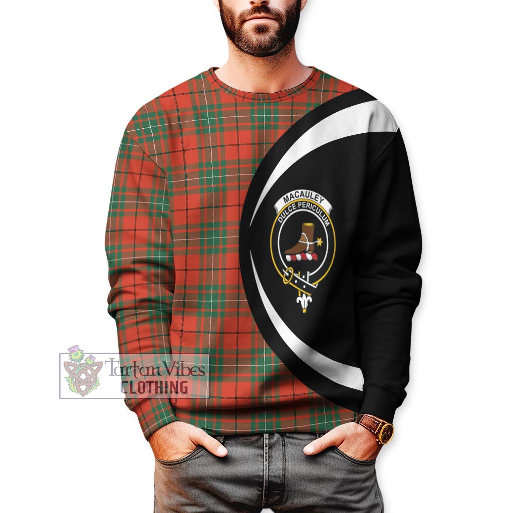 MacAuley Ancient Tartan Sweatshirt with Family Crest Circle Style - Tartan Vibes Clothing
