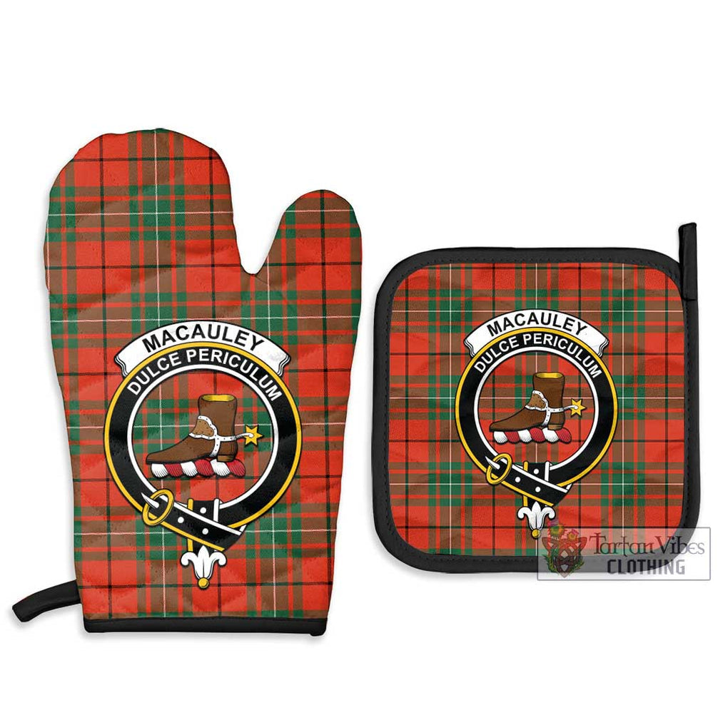MacAuley Ancient Tartan Combo Oven Mitt & Pot-Holder with Family Crest - Tartan Vibes Clothing