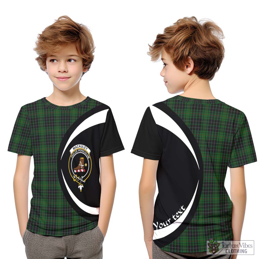 MacAuley Hunting Tartan Kid T-Shirt with Family Crest Circle Style Youth XL Size14 - Tartan Vibes Clothing