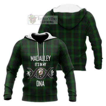 MacAuley Hunting Tartan Knitted Hoodie with Family Crest DNA In Me Style Unisex Knitted Pullover Hoodie - Tartan Vibes Clothing