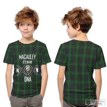 MacAuley Hunting Tartan Kid T-Shirt with Family Crest DNA In Me Style Youth XL Size14 - Tartan Vibes Clothing