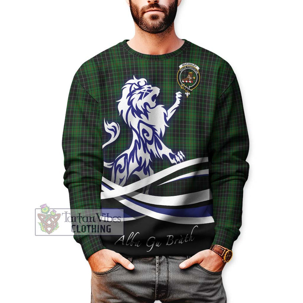 MacAuley Hunting Tartan Sweatshirt with Alba Gu Brath Regal Lion Emblem Unisex - Tartan Vibes Clothing