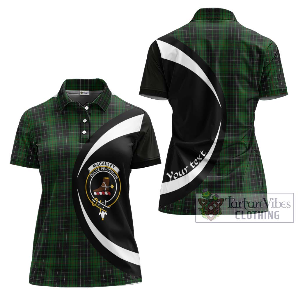 MacAuley Hunting Tartan Women's Polo Shirt with Family Crest Circle Style Women - Tartan Vibes Clothing