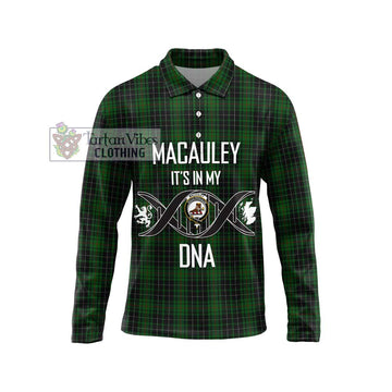 MacAuley Hunting Tartan Long Sleeve Polo Shirt with Family Crest DNA In Me Style Unisex - Tartan Vibes Clothing
