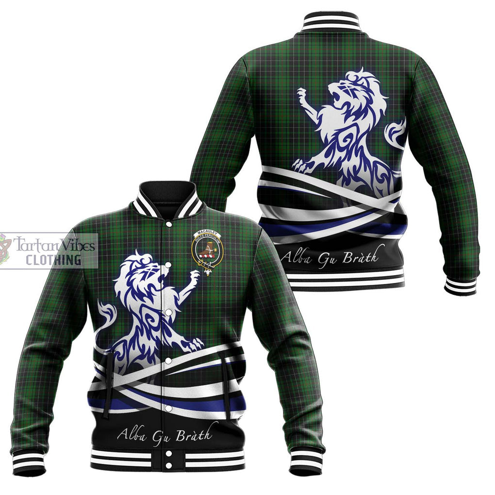 MacAuley Hunting Tartan Baseball Jacket with Alba Gu Brath Regal Lion Emblem Unisex - Tartan Vibes Clothing