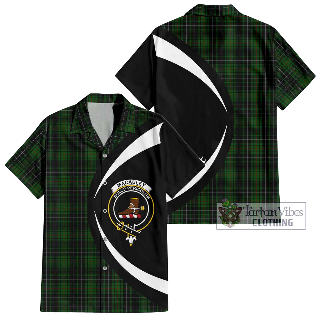 MacAuley Hunting Tartan Hawaiian Shirt with Family Crest Circle Style Kid - Tartan Vibes Clothing