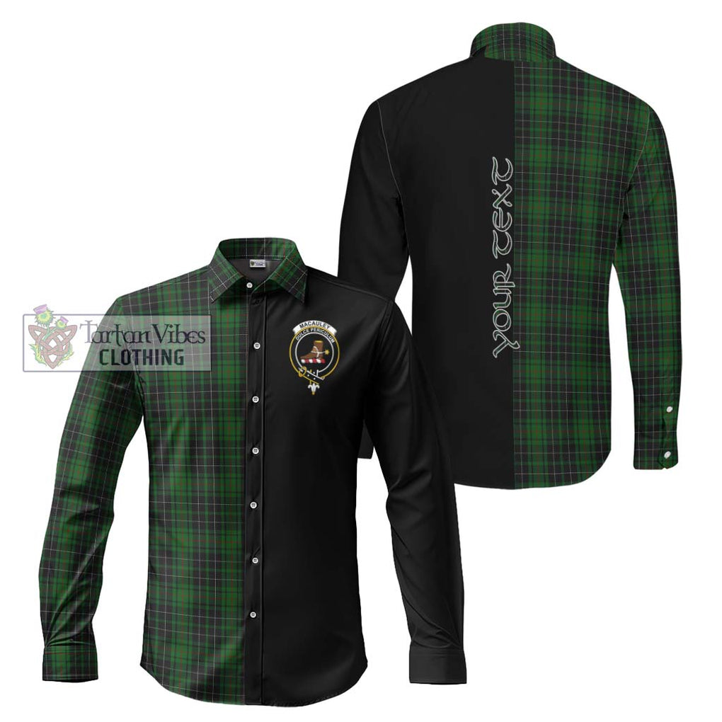 MacAuley Hunting Tartan Long Sleeve Button Shirt with Family Crest and Half Of Me Style Men's Shirt S - Tartanvibesclothing Shop