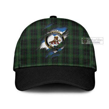 Tartan Vibes Clothing MacAuley Hunting Tartan Classic Cap with Family Crest In Me Style