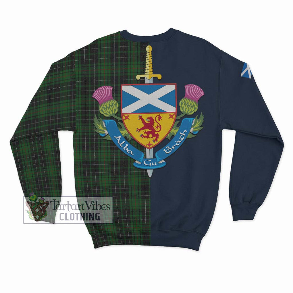 MacAuley Hunting Tartan Sweatshirt Alba with Scottish Lion Royal Arm Half Style - Tartan Vibes Clothing