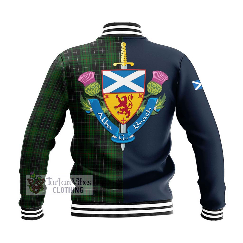 MacAuley Hunting Tartan Baseball Jacket Alba with Scottish Lion Royal Arm Half Style - Tartan Vibes Clothing
