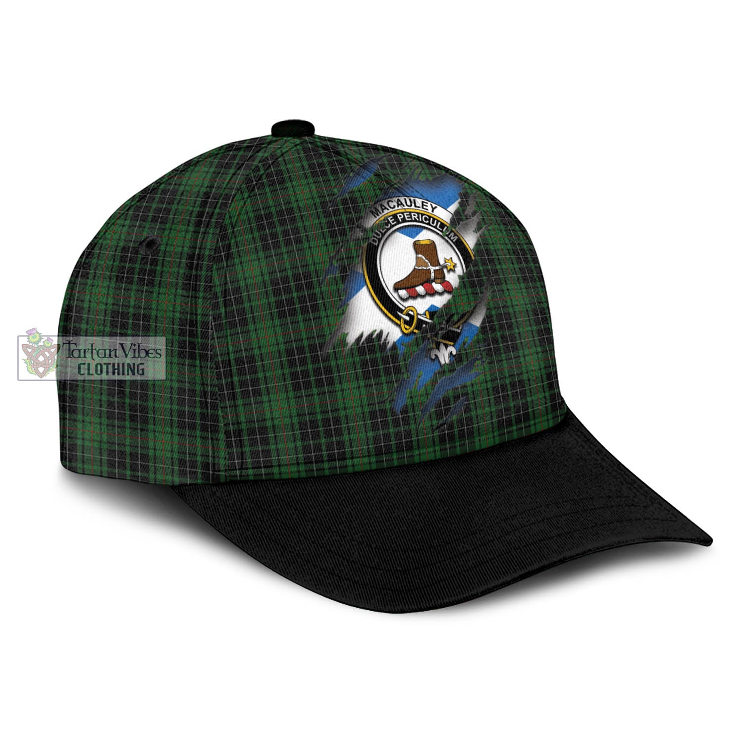 Tartan Vibes Clothing MacAuley Hunting Tartan Classic Cap with Family Crest In Me Style