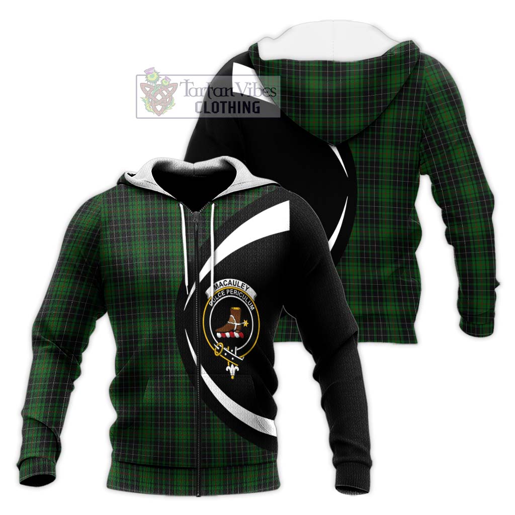 MacAuley Hunting Tartan Knitted Hoodie with Family Crest Circle Style Unisex Knitted Zip Hoodie - Tartan Vibes Clothing