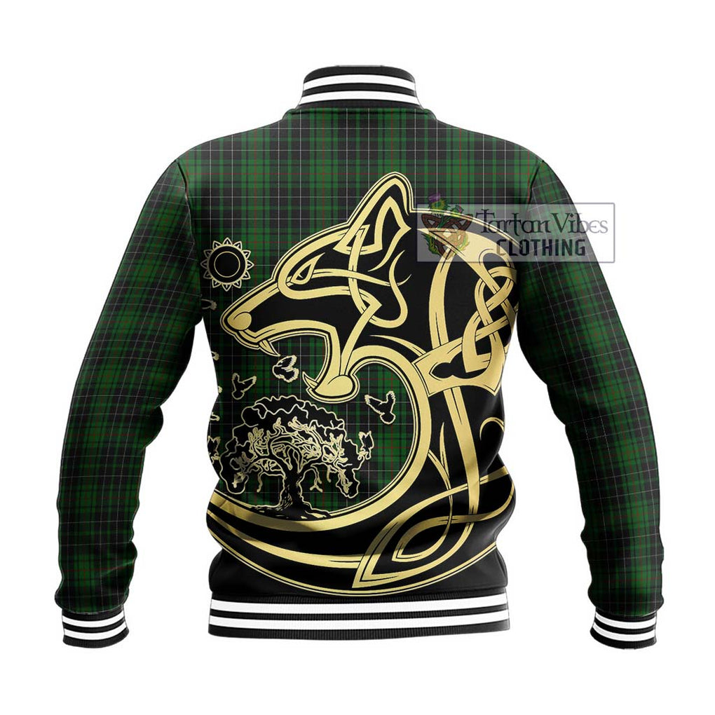 MacAuley Hunting Tartan Baseball Jacket with Family Crest Celtic Wolf Style - Tartan Vibes Clothing