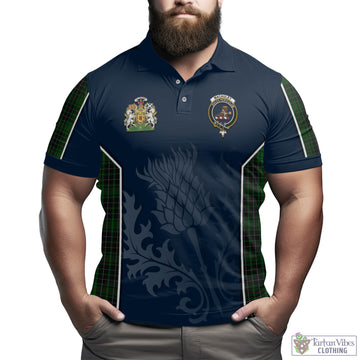 MacAuley Hunting Tartan Men's Polo Shirt with Family Crest and Scottish Thistle Vibes Sport Style - Tartan Vibes Clothing
