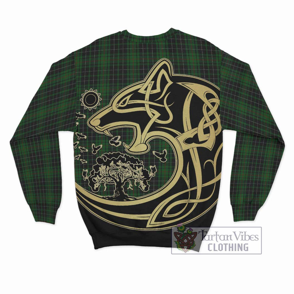 MacAuley Hunting Tartan Sweatshirt with Family Crest Celtic Wolf Style - Tartan Vibes Clothing