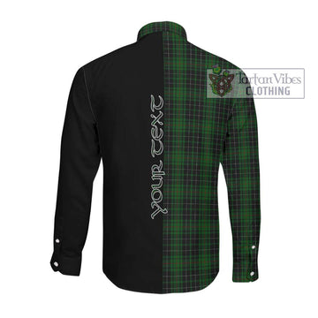 MacAuley Hunting Tartan Long Sleeve Button Shirt with Family Crest and Half Of Me Style Men's Shirt - Tartanvibesclothing Shop