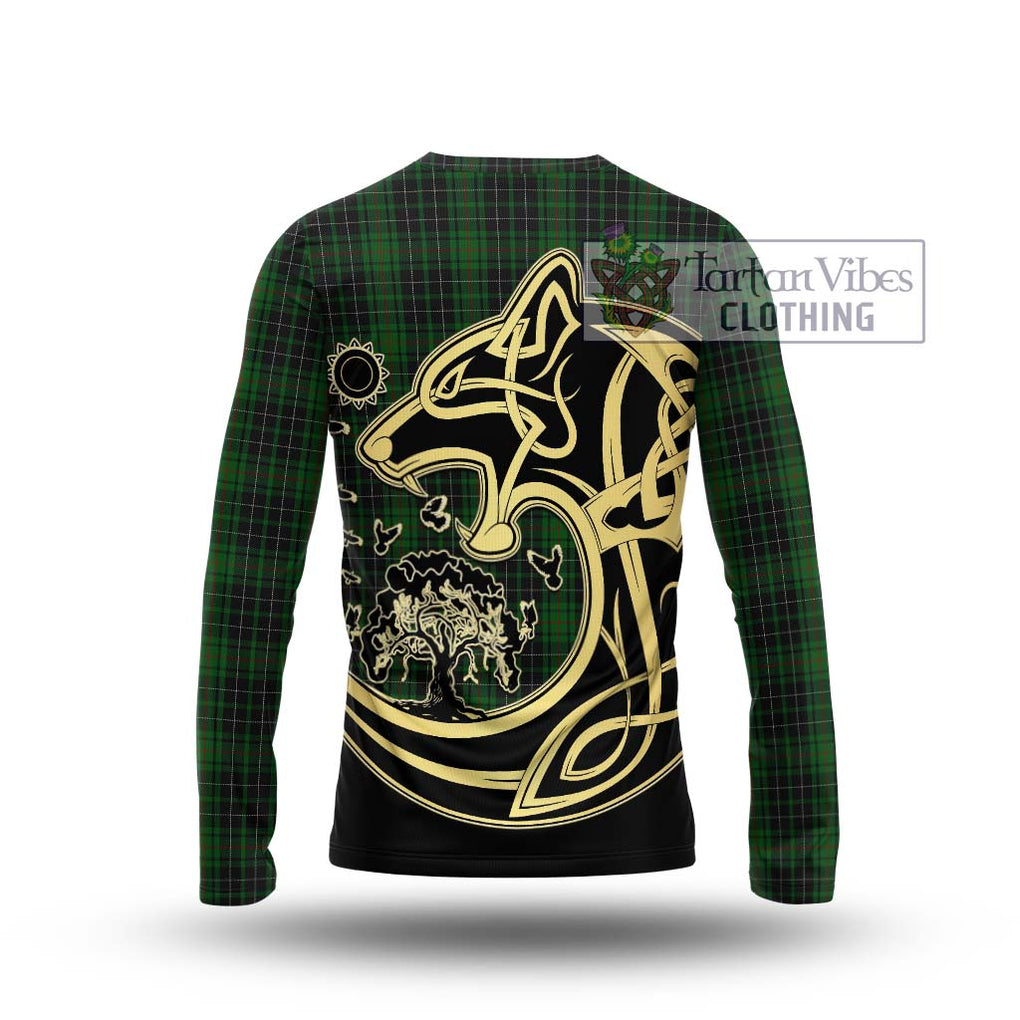 MacAuley Hunting Tartan Long Sleeve T-Shirt with Family Crest Celtic Wolf Style - Tartan Vibes Clothing