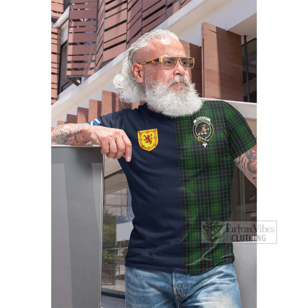 MacAuley Hunting Tartan Cotton T-shirt Alba with Scottish Lion Royal Arm Half Style Men's Shirt - Tartan Vibes Clothing