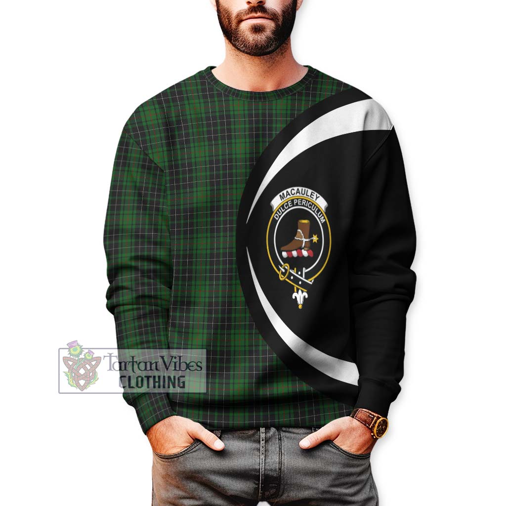 MacAuley Hunting Tartan Sweatshirt with Family Crest Circle Style - Tartan Vibes Clothing