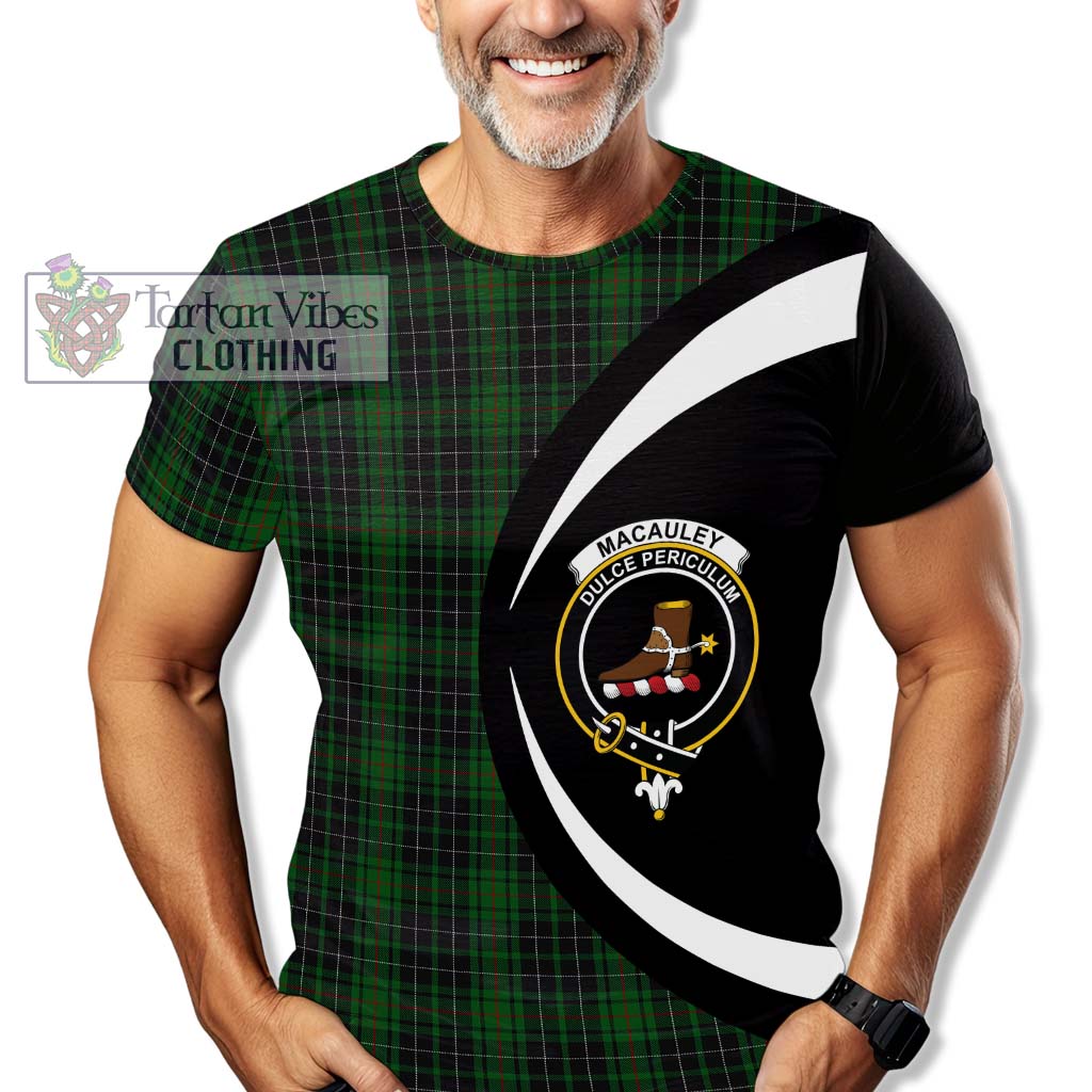 MacAuley Hunting Tartan T-Shirt with Family Crest Circle Style - Tartan Vibes Clothing