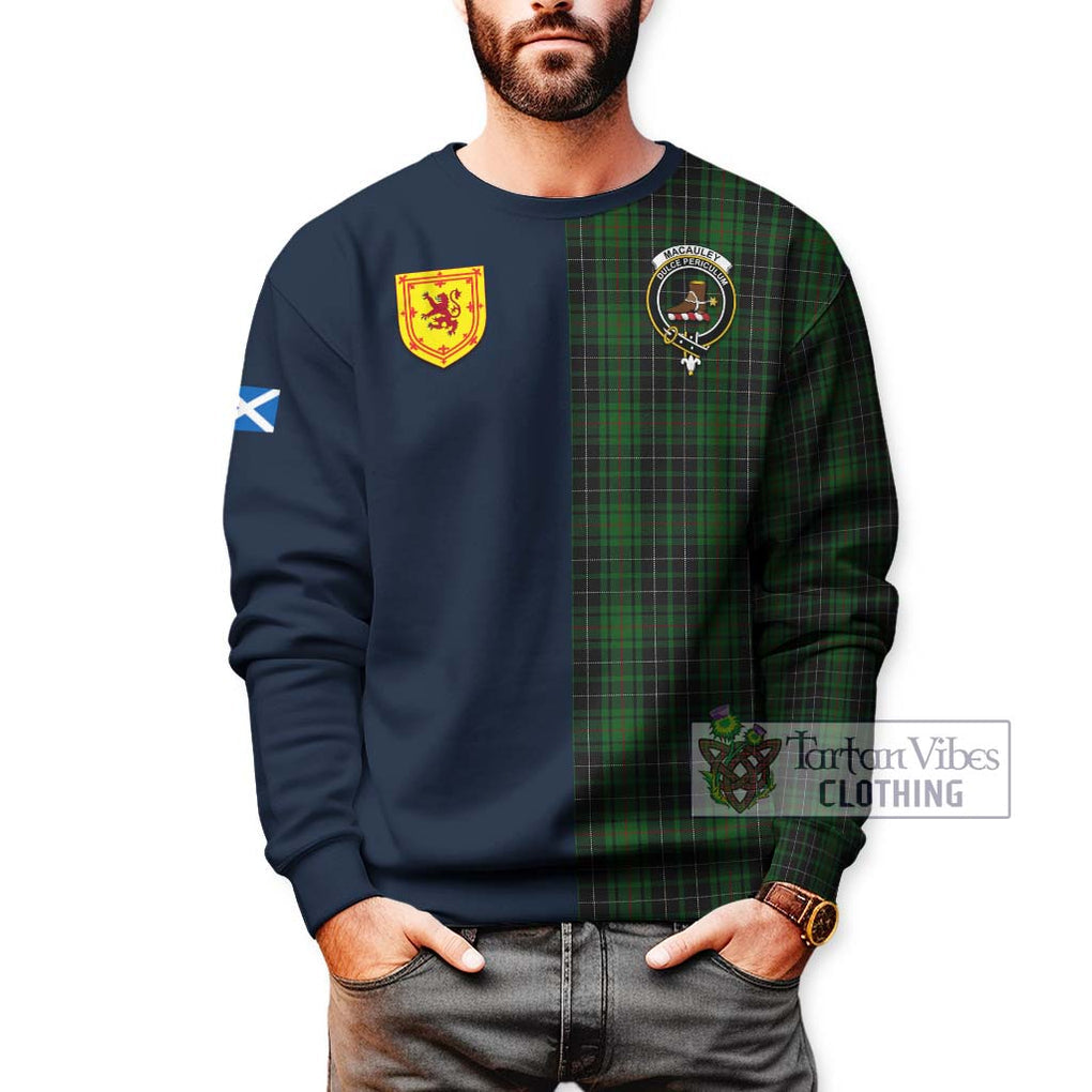 MacAuley Hunting Tartan Sweatshirt Alba with Scottish Lion Royal Arm Half Style - Tartan Vibes Clothing