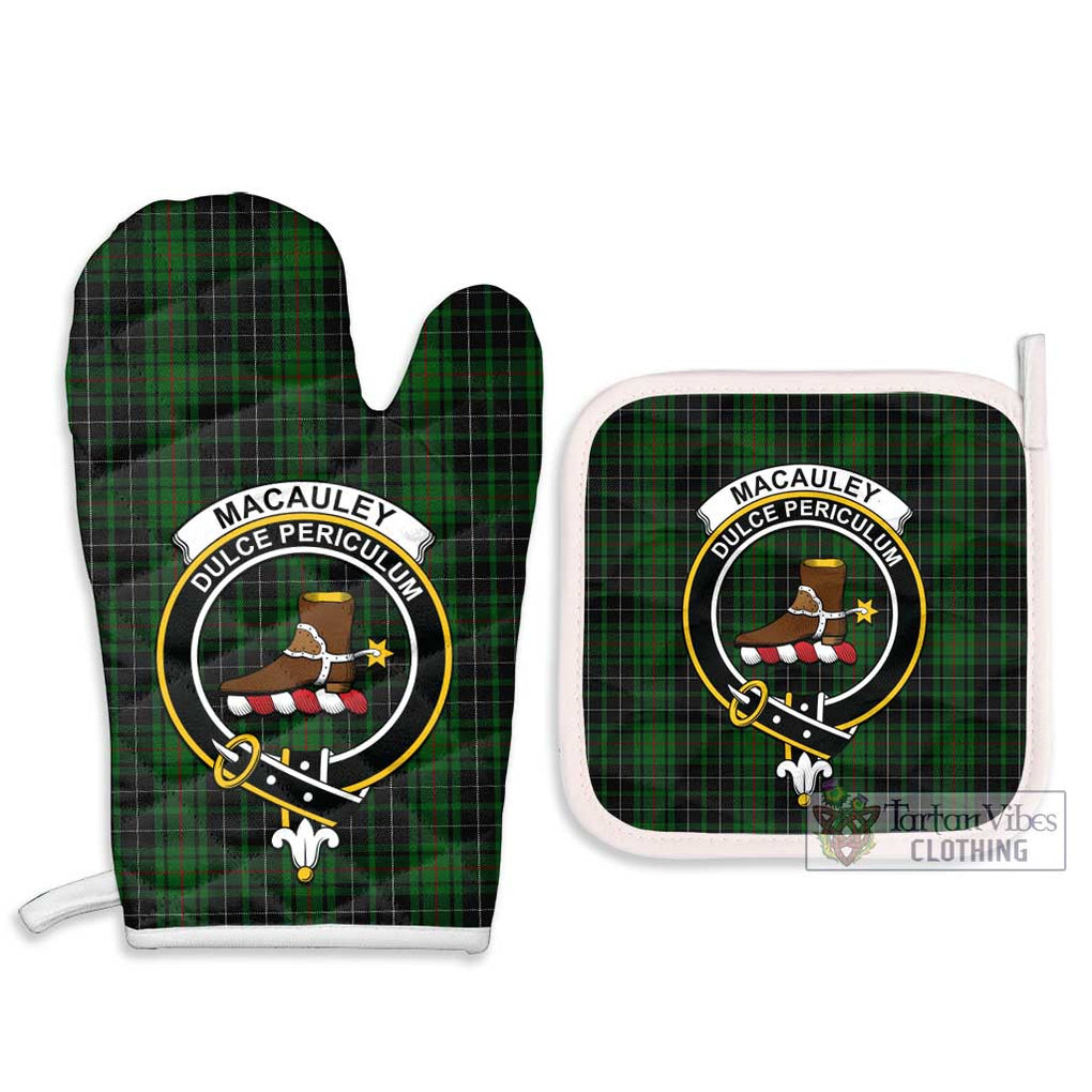 MacAuley Hunting Tartan Combo Oven Mitt & Pot-Holder with Family Crest - Tartan Vibes Clothing