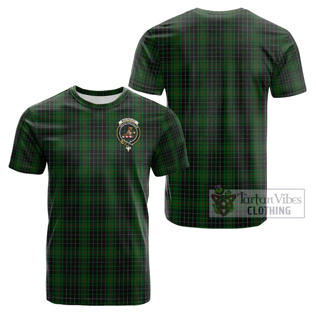 MacAuley Hunting Tartan Cotton T-Shirt with Family Crest - Tartan Vibes Clothing