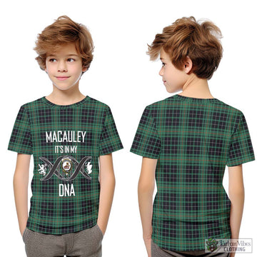MacAuley Hunting Ancient Tartan Kid T-Shirt with Family Crest DNA In Me Style Youth XL Size14 - Tartan Vibes Clothing