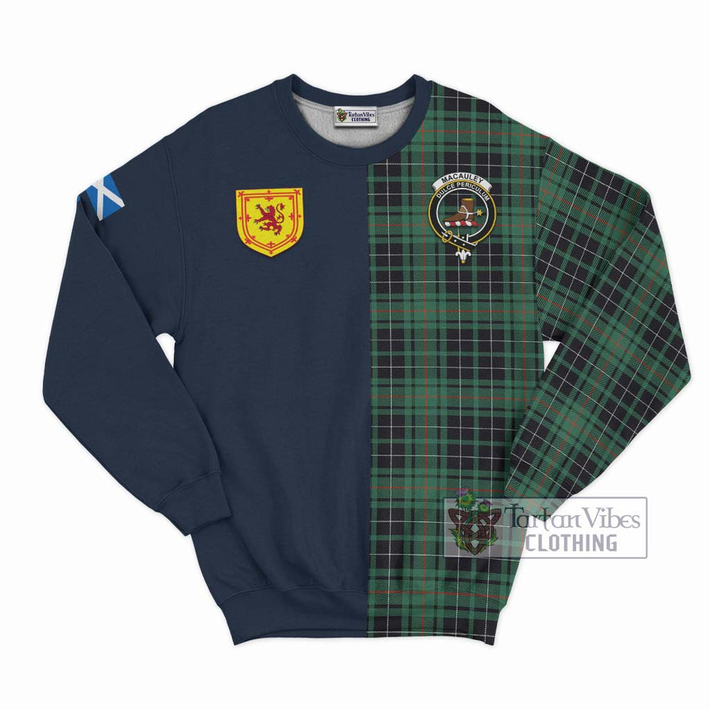 MacAuley Hunting Ancient Tartan Sweatshirt Alba with Scottish Lion Royal Arm Half Style Unisex - Tartan Vibes Clothing