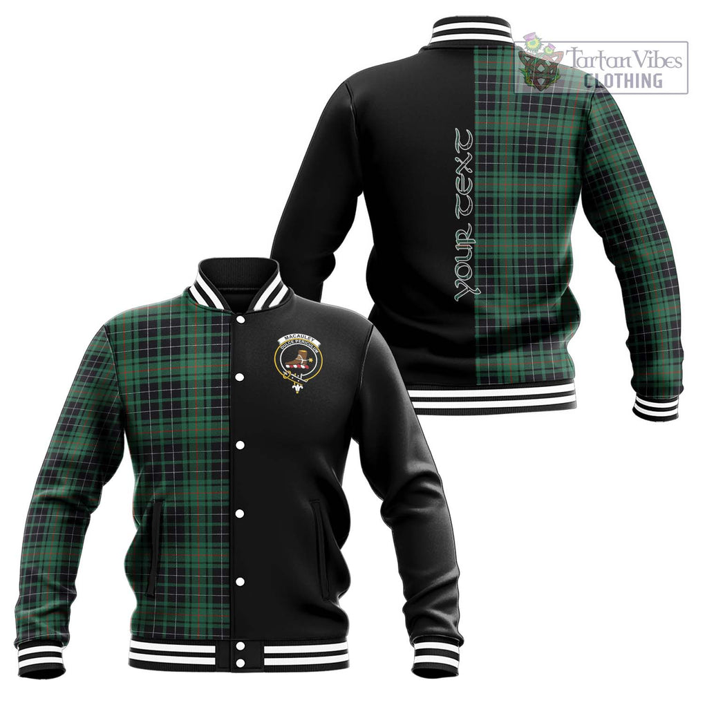 MacAuley Hunting Ancient Tartan Baseball Jacket with Family Crest and Half Of Me Style Unisex - Tartan Vibes Clothing