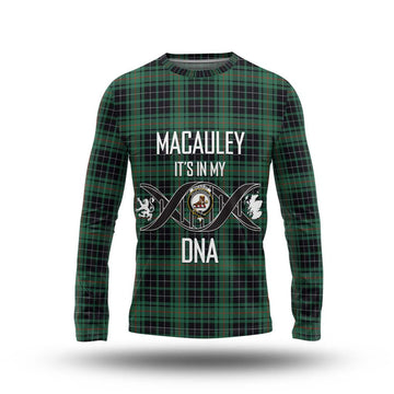 MacAuley Hunting Ancient Tartan Long Sleeve T-Shirt with Family Crest DNA In Me Style Unisex - Tartan Vibes Clothing