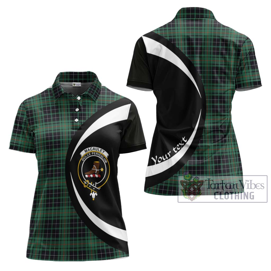 MacAuley Hunting Ancient Tartan Women's Polo Shirt with Family Crest Circle Style Women - Tartan Vibes Clothing