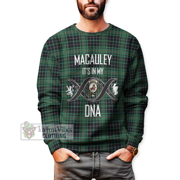 MacAuley Hunting Ancient Tartan Sweatshirt with Family Crest DNA In Me Style Unisex - Tartan Vibes Clothing