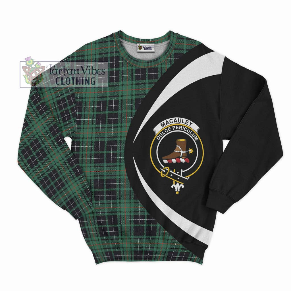 MacAuley Hunting Ancient Tartan Sweatshirt with Family Crest Circle Style Unisex - Tartan Vibes Clothing
