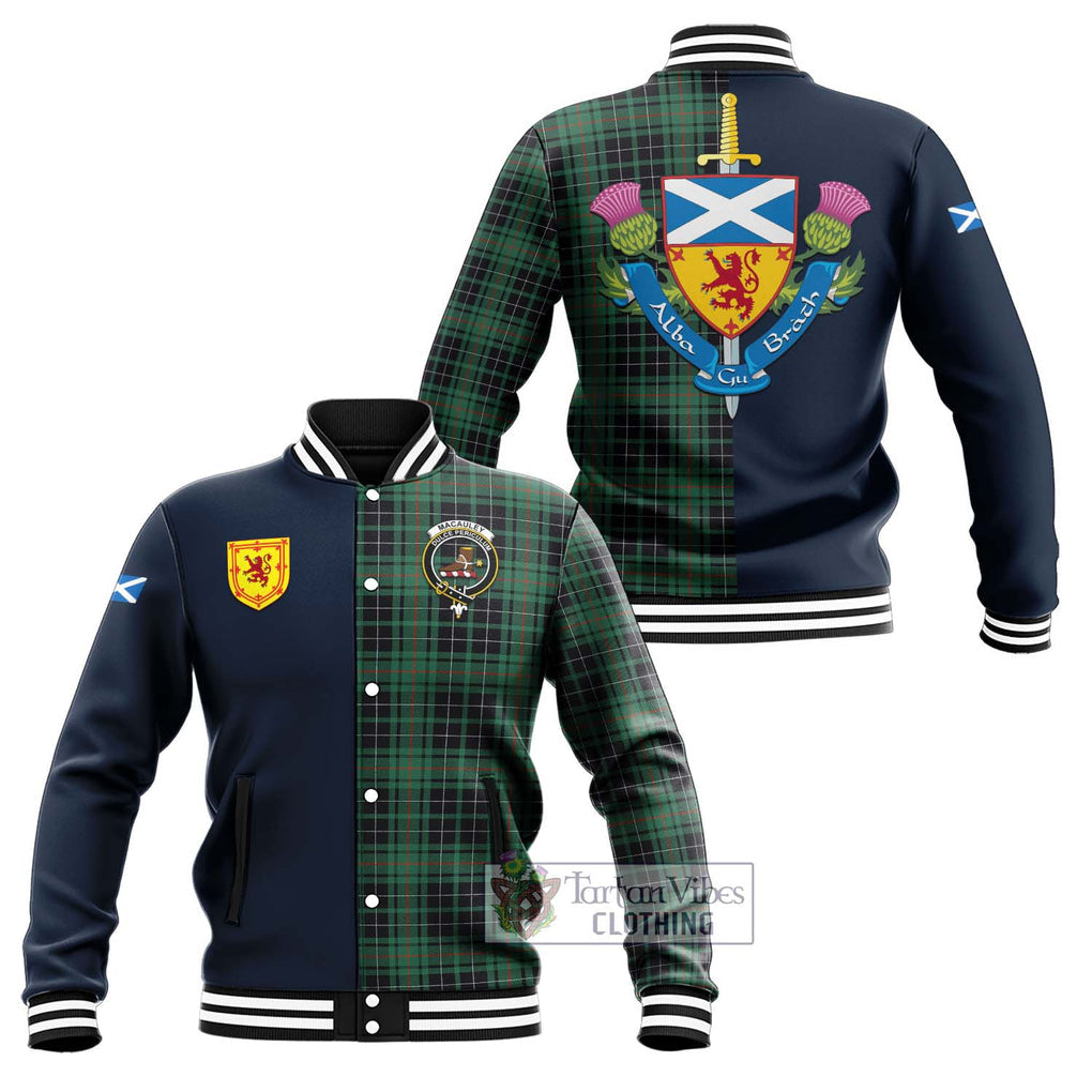 MacAuley Hunting Ancient Tartan Baseball Jacket Alba with Scottish Lion Royal Arm Half Style Unisex - Tartan Vibes Clothing