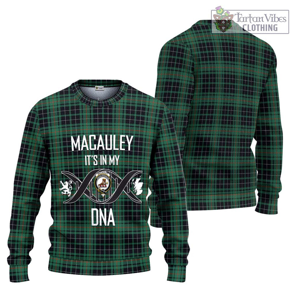 MacAuley Hunting Ancient Tartan Ugly Sweater with Family Crest DNA In Me Style Unisex - Tartan Vibes Clothing